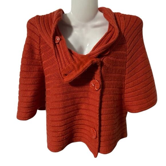 Moth by Anthropologie Rust Wool Knit Cape Sweater - Size M - Picture 2 of 9